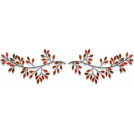 feuilles decoration murale metal, (2Pack) decoration murale decoration anniversaire décoration decoration chambre mariage accessoires intérieure salon maison tableau decoration murale salon (rouge)