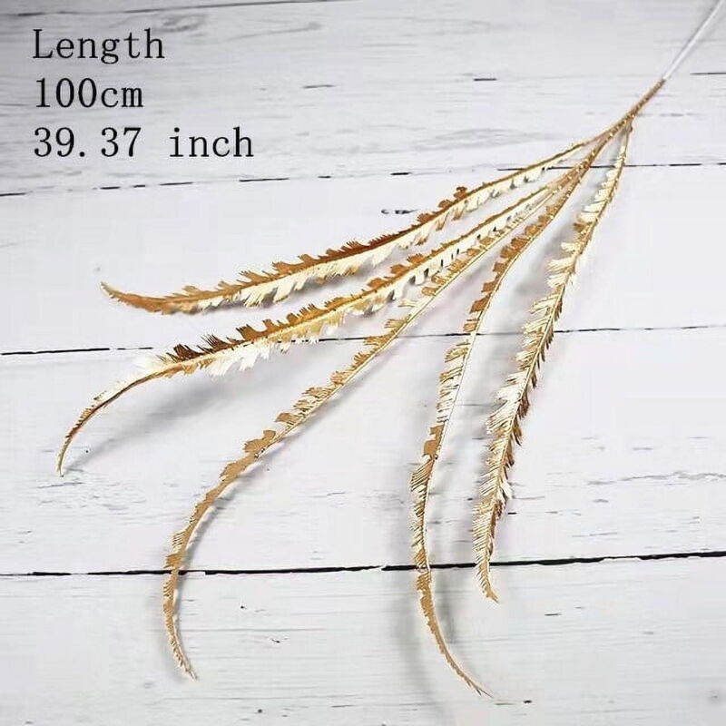 Feuilles d'or artificielles en plastique argenté, composition florale, matériel de mariage, fausses branches de palmier, bricolage, accessoires de