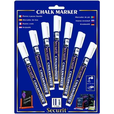 Feutre-craie 1-2 mm blanc (lot de 7) - Blanc - 1-2 mm
