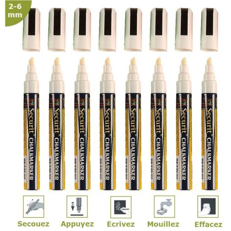 Feutre-craie blanc 2-6 mm par 8 - Blanc