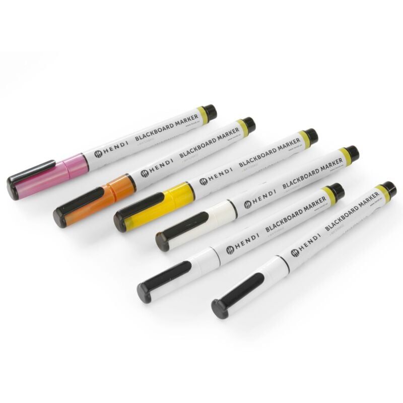 Marqueurs à craie de couleur pour tableau noir, pointe ronde, 6 pcs Hendi 664285