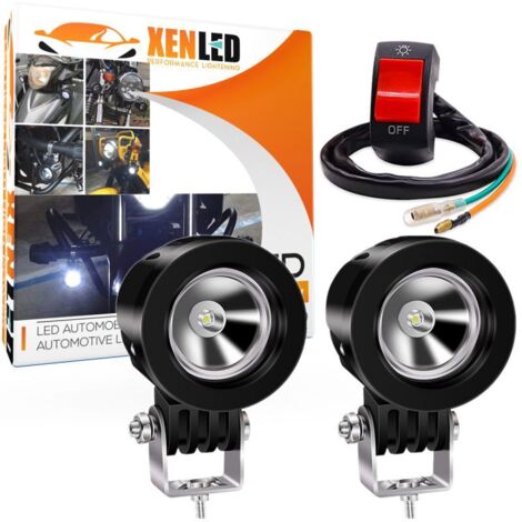 FEUX ADDITIONNEL LED MOTO - 10W + FAISCEAU ET RELAI ADAPTABLE - Longue portée