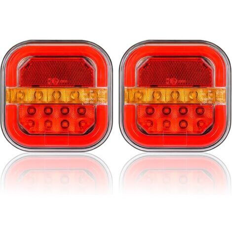 Feux arrière de remorque à deux LED 12/24 V, étanches, avec témoin de freinage, clignotant dynamique, réflecteur de plaque d'immatriculation, pour camping-car, tracteur, fourgonnette, homologués CE.