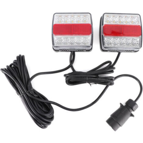 Feux arrière LED magnétiques pour remorque – Lot de 2 avec câble de 10 m, installation sans perçage, étanche et universel