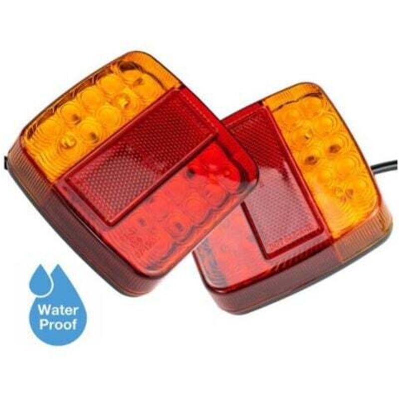 Feux Arrière Remorque LED 12V Imperméables avec Éclairage Plaque et Réflecteur Lot de 2