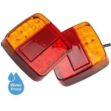 Feux Arrière Remorque LED 12V Imperméables avec Éclairage Plaque et Réflecteur Lot de 2