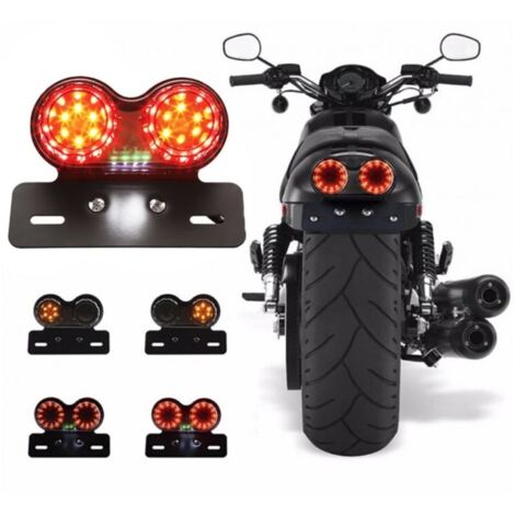 Feux arrière Stop/Veilleuses + Clignotants + Plaque LED - Universel + Support - Version Fumée - ECE