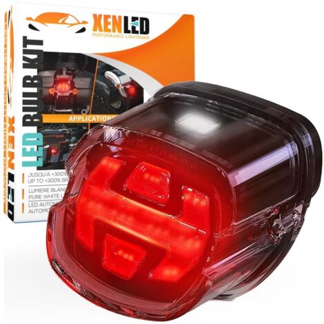 Feux arrière Stop/Veilleuses LED + Plaque LED - Harley Davidson Dyna Fatboy Softail Road King Glide - Homologué