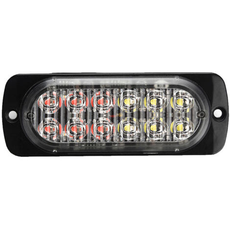 Feux clignotants d'urgence LED 12-24V pour camion et voiture, blancs/rouges