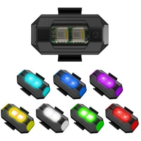 Feux d'avertissement stroboscopiques pour moto - Feux stroboscopiques automatiques pour avions - Feux d'accessoires de moto rechargeables par USB, paquet de 2