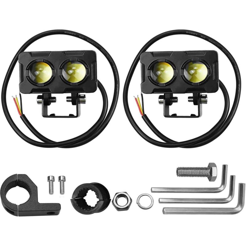 Lifcausal - Feux de conduite de moto Mini phares à led Feux antibrouillard 30 W/45 w 5000-6500 k Projecteur super lumineux pour moto Camion vtt suv