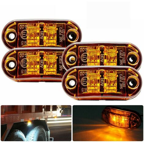 Feux de gabarit Latéraux/Avant/arrière 4pcs Orange 12V/24V, indicateur LED Universel, Indicateur de Position pour Camion/Remorque/Caravane/Camion/Voiture/Bateaux 72x34x20mm
