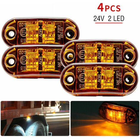 Feux de gabarit Latéraux/Avant/arrière 4pcs Orange 12V/24V, indicateur LED Universel, Indicateur de Position pour Camion/Remorque/Caravane/Camion/Voiture/Bateaux 72x34x20mm