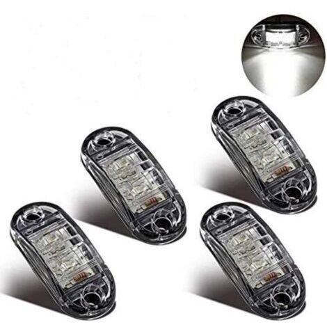 Feux de Gabarit Latéraux Feux De Dégagement LED pour 12V 24V Universel Remorque Camion Lorry Caravan Bus (4pcs Blanc)