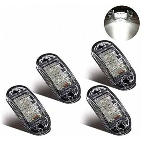 Feux de Gabarit Latéraux Feux De Dégagement LED pour 12V 24V Universel Remorque Camion Lorry Caravan Bus (4pcs Blanc)