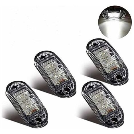 Feux de Gabarit Latéraux Feux De Dégagement LED pour 12V 24V Universel Remorque Camion Lorry Caravan Bus (4pcs Blanc)