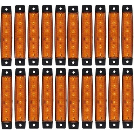 Feux de gabarit latéraux LED 6 LED 2835 SMD Feux de dégagement pour camion remorque RV camping-car pick-up tracteur camion SUV bateau 12 V DC antichoc (20 pièces ambre)