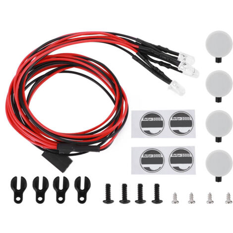 Feux de galerie de toit LED pour Traxxas Trx4/SCX10 II, lampe ronde pour RC 1/10, modèle 90046 90047, 4 LED.