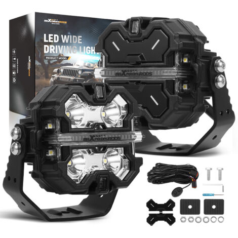 Feux de jour à LED 3,5 pouces, feux de route tout-terrain, ambre 3 000 K 9-32V