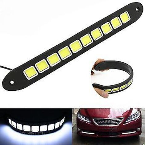 Feux de jour à LED COB flexibles pour voiture, 10 LED, universels, étanches, antibrouillards, phares auxiliaires flexibles 12 V