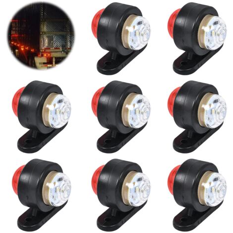 Feux de position à LED 12 / 24V : 8 pièces de mini feux de côté, feux de position, étanches pour remorques, camions, voitures, caravanes, camping-cars, blancs et rouges