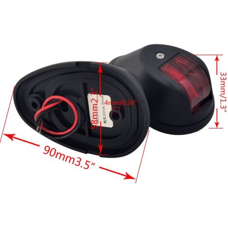 Feux de position latéraux à LED noirs 12-24 V, 91,5 x 59 x 33 mm, accessoires d'accastillage pour la marine et le yachting, ISURE, 100 lux