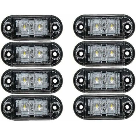 Feux de position latéraux pour voiture, 8PCS 12V/24V LED Lampe de signalisation universelle pour camion, remorque, van, caravane, camion, blanc