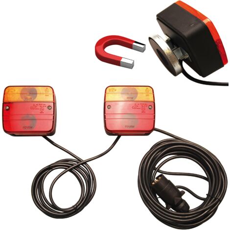 FEUX DE REMORQUE AVEC SUPPORT MAGNÉTIQUE  2PIÈCES BGS DIY 80960