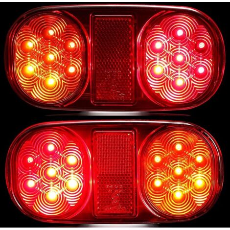Feux de Remorque LED 12V - 2pcs Feu Arrière Étanche pour Camion, Remorque Agricole - Éclairage Homologué E-Mark