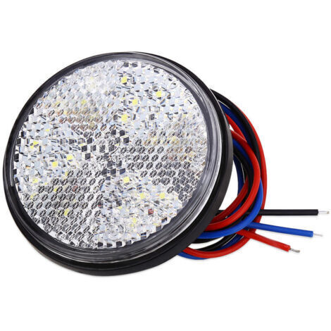 Feux de Remorque LED, 12V Feu Arriere pour Remorque 2PCS remorque Voiture Feu de Freinage Réflecteur Rond LED Feu de Gabarit LED pour Camion de Moto Automobile (Blanc，2pcs)