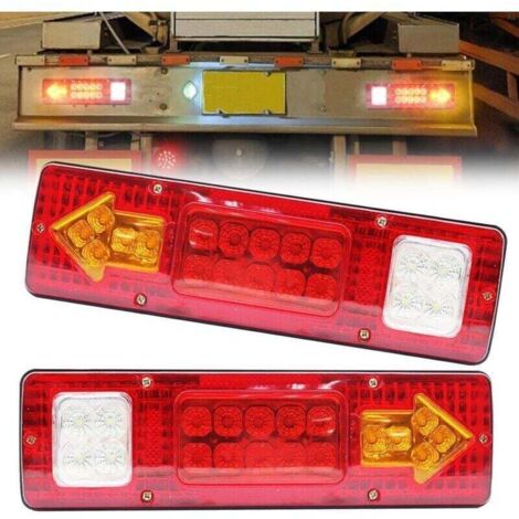 feux de remorque led, feu arrière de remorque de Camion 19 LED feu Stop étanche Clignotants inversés Feux arrière pour camion, benne basculante, tracteur, remorque, 24V 2Pcs,de