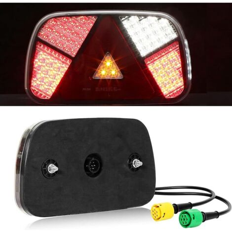 Feux de Remorques LED 12/24v,Feu Arriere led pour Remorque 7Function Antibrouillard Recul Éclairage, Feux Gabarit Remorqueavec 2x6broches Connexion à Baïonnette 30cm,Éclairage Remorque E-Mark