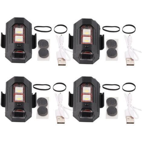 Feux de sécurité LED clignotants pour drones, motos, VTT, vélos - Lot de 4