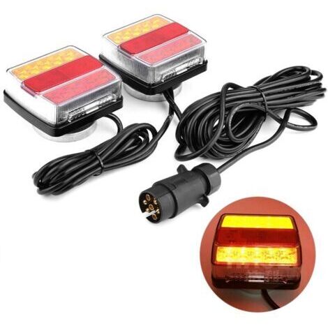 Feux de sécurité LED magnétiques 12V E4 IP68 (pair) pour remorque/caravane/camion/voiture/véhicule agricole - 2 unités