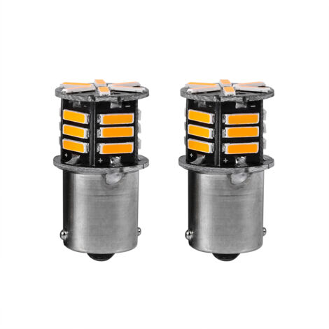 Feux de signalisation LED ambre pour voiture - 2 pièces S25 1156 BA15S 7014 21SMD