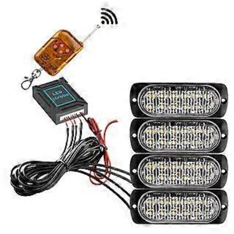 Feux de signalisation stroboscopiques d'urgence pour voiture, 12 V/24 V, avec 12 LED clignotantes et lampe de signalisation jaune.