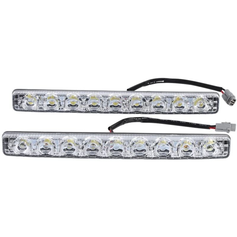 SNQ - Feux Diurne Auto,Feux Diurnes Pour Voitures Feux Diurnes Pour Voitures Phares Avant/Phares 2Pcs Blanc 9-Led Lue Bande Feux Diurnes Drl Voiture