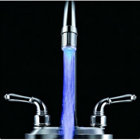Feyfunns Robinet d'eau LED à changement de couleur automatique (bleu) - Robinet de cuisine et salle de bain LED bleu (bleu - 1 pièce)