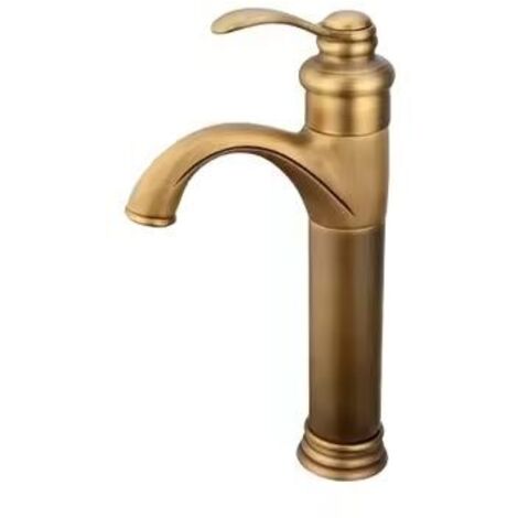 Feyfunns Robinet vintage doré pour vasque — Modèle haut sur plage (32 cm) — Mitigeur eau chaude et froide