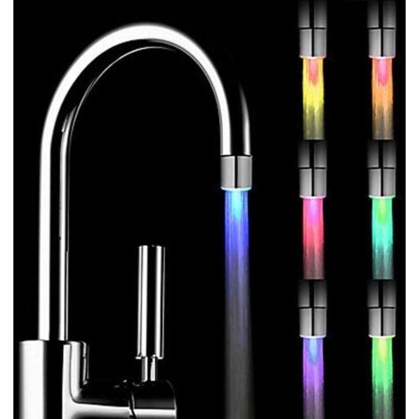 FeyfunnsRobinet d'eau LED à changement de couleur automatique 7 couleurs - Robinet de cuisine et salle de bain lumineux (7 couleurs - 1 pièce)