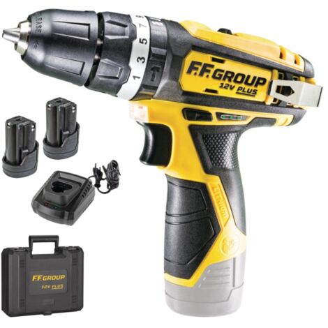 Ff-group chd 12v plus trapano avvitatore con percussione con 2 batterie uso semi professionale