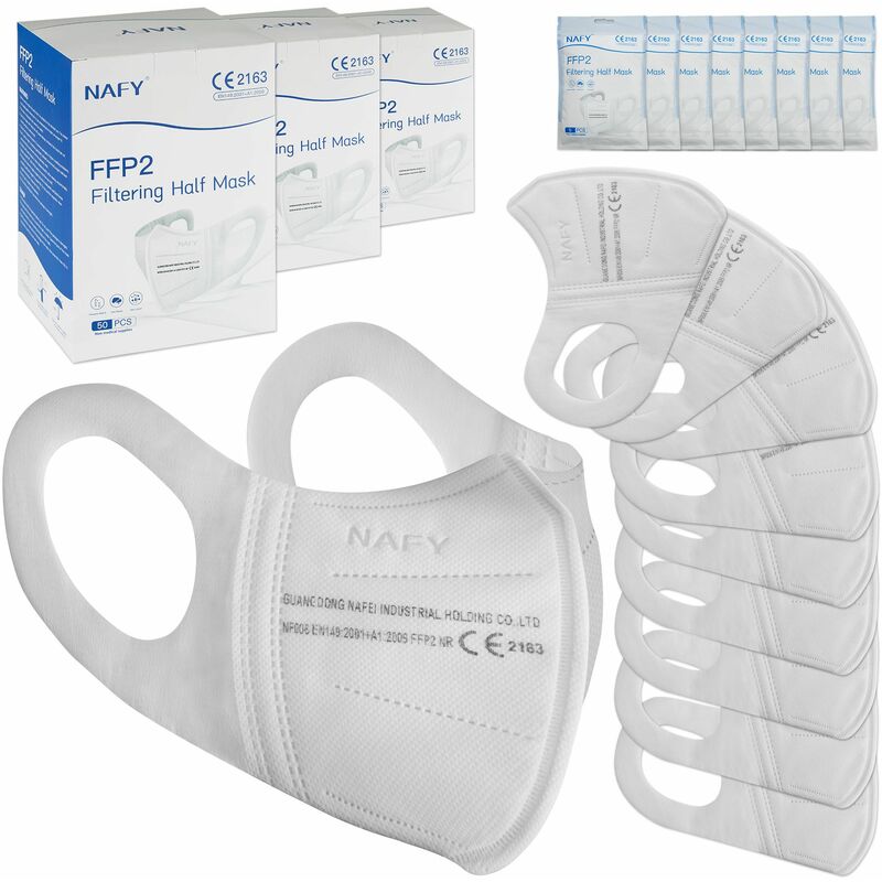 Tectake - FFP2 - Disposable face masks - facemask, mask, mouth mask - 200 pieces - white