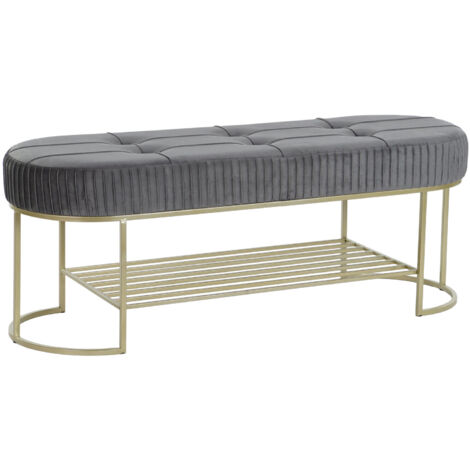 fh-deco DKD Home Decor Banquette Gris Doré 120x40x45 cm