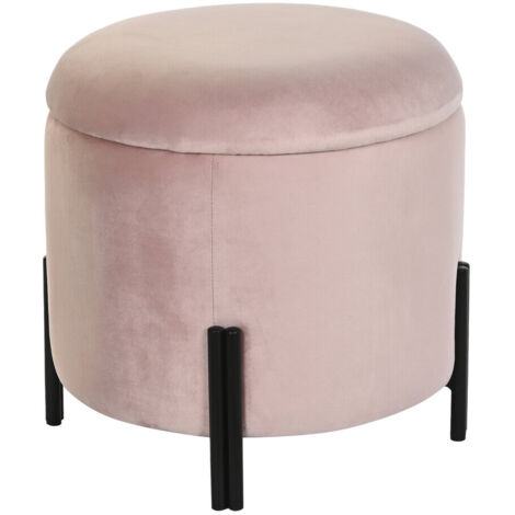 fh-deco DKD Home Decor Repose-pied Noir Rose Velours