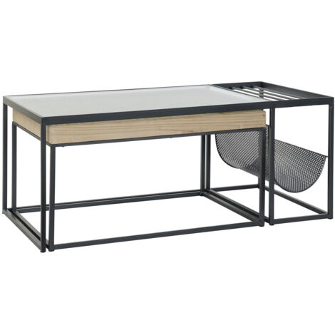 fh-deco DKD Home Decor Table Porte-revues Noir 110x60 cm