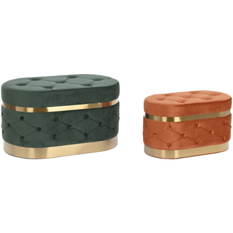 fh-deco Panca DKD Home Decor Vert Orange Doré