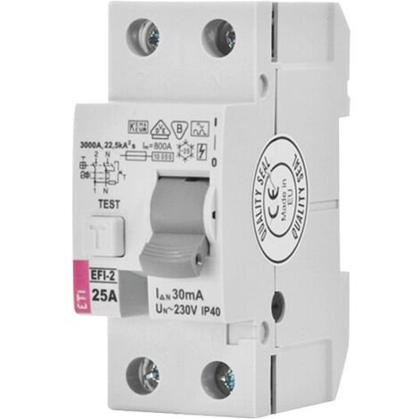 FI-Schalter EFI-2, 2-polig, 25A, 30 mA, Typ A, unverzögert