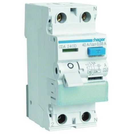 FI-Schutzschalter Hager 2p,Typ A,40A,30 mA,6kA,CDA240D