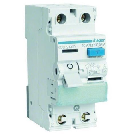 FI-Schutzschalter Hager 2p,Typ A,40A,30 mA,6kA,CDS240D QuickConnect