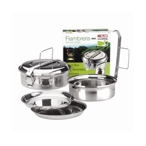 Fiambrera Alimentos 2 Platos 16 Cm Inox Ibili